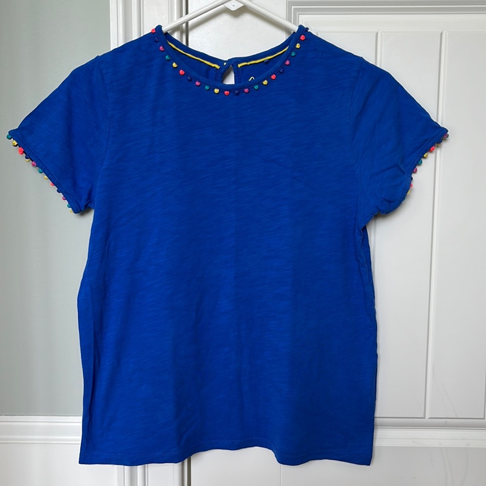 Mini Boden Pom Pom Trimmed Tee, 13-14, Excellent